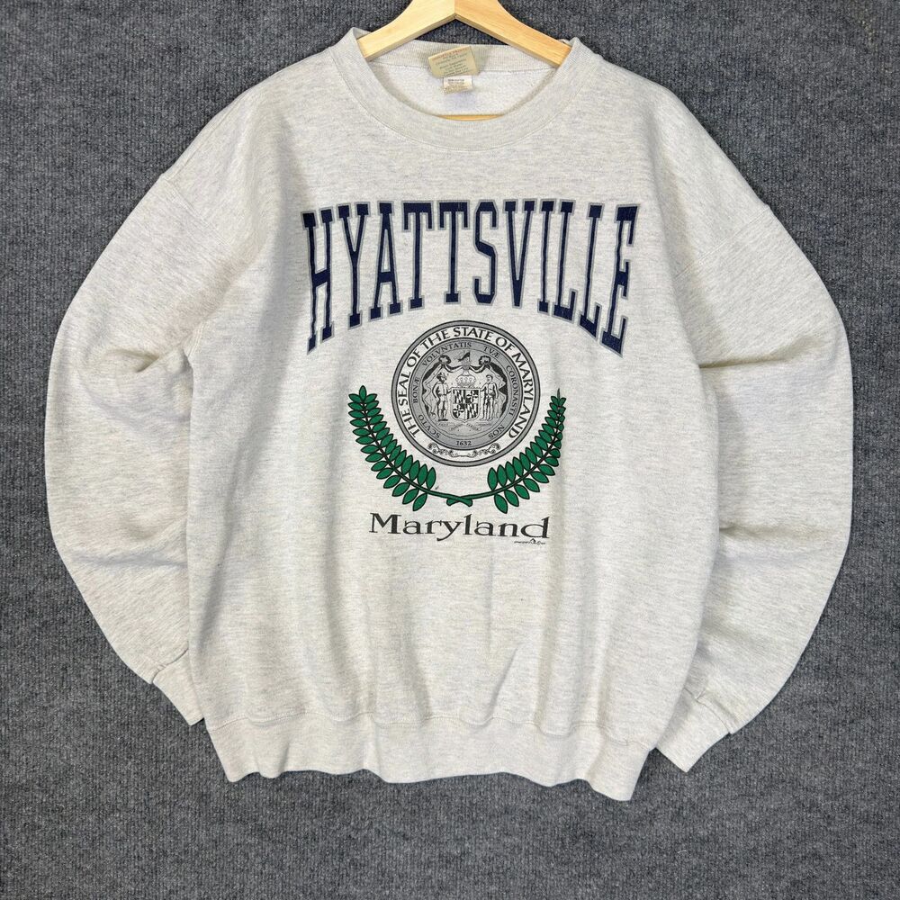 Vintage Hyattsville Maryland Crewneck Sweatshirt Men's Size Large Gray USA Made